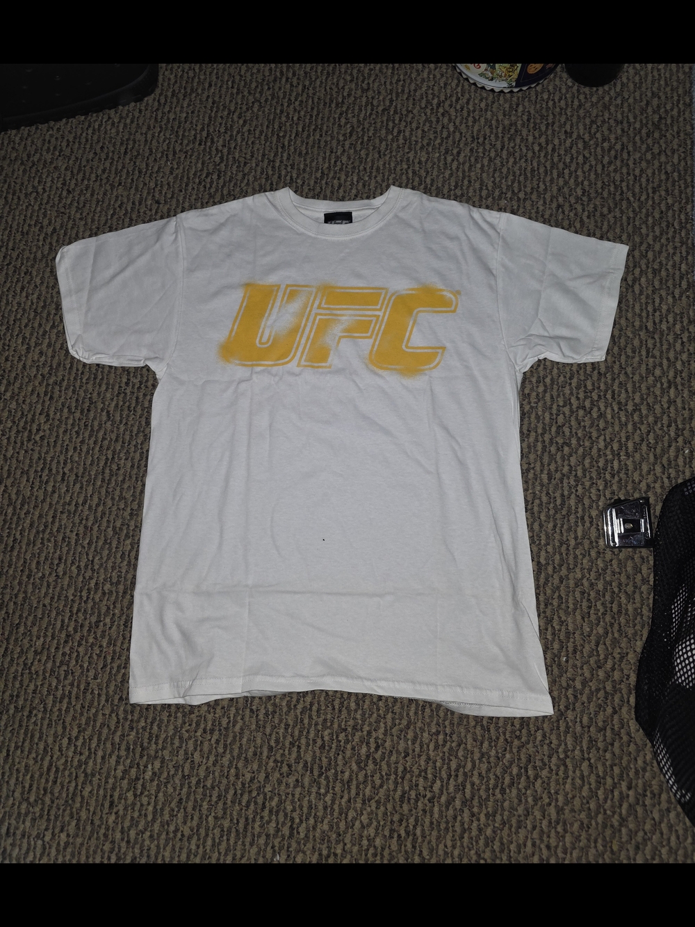 UFC White T-Shirt with Yellow Logo